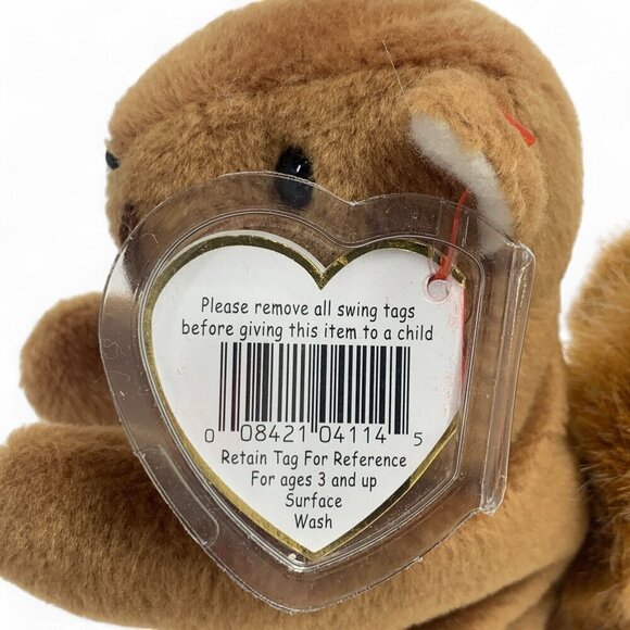 TY Beanie Babies Nuts The Squirrel 8" Plush Toy Brown Collectible 1996 NWT - Picture 4 of 6